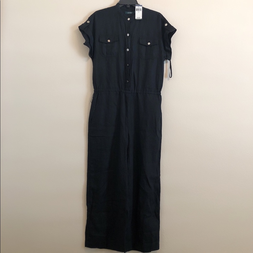 Lauren Ralph Lauren Black Short-Sleeve Utility Jumpsuit